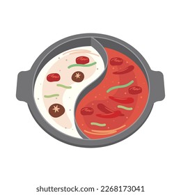 twin-side hot pot vector illustration on a white background