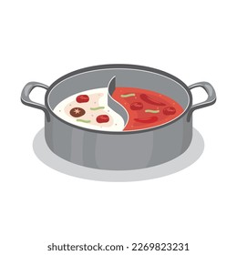 twin-side hot pot vector illustration on a white background