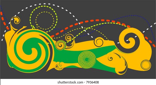 Twirl and Curves on grey background