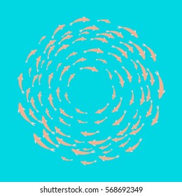 Twirl fish pattern on blue background