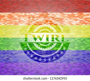 Twirl on mosaic background with the colors of the LGBT flag