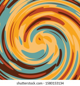 Twirl Twist paint 70s Retro colors abstract fluid backgrounds brown,yellow,blue Swirl vortex vector background