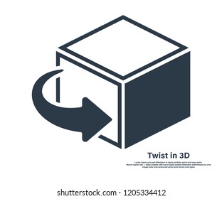 Twist in 3d.Flip over or turn. view 3d flat icon. 3d cube logo design icon, vector illustration. Flat design style. Box icon Vector illustration, EPS10.