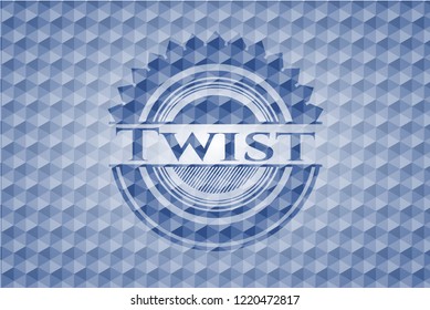 Twist blue emblem with geometric pattern.