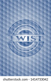 Twist blue emblem with geometric pattern background. Vector Illustration. Detailed.
