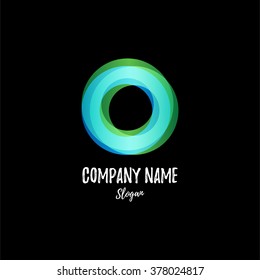 Twist blue isolated vector logo. Abstract collection logos. Shiny logotype. Hurricane, tornado graphic illustrations. Green media abstract symbol. 