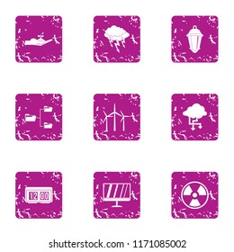 Twist business icons set. Grunge set of 9 twist business vector icons for web isolated on white background