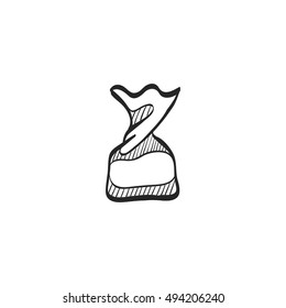 Twist candy icon in doodle sketch lines. Food snack sweet sugar junk twisted wrapping