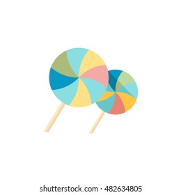 Twist candy icon in flat color style. Food snack sweet sugar junk twisted wrapping