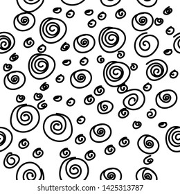 Twist circle line doodle pattern. Abstract samless wallpaper. Hand-drawn background design 