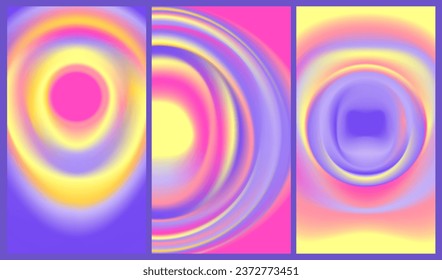 Twist circular waves, colorful 1920x1080 backdrop set. Fluid blurry visuals, abstract wavy shapes background wallpaper collection svg