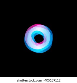 Twist Colorful Logo. Letter O. Media Isolated Vector Abstract Shiny Logotype. Hurricane, Tornado Graphic Illustrations. Circle Donut Icon. 