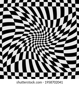Twist and curly race flag. Vector checkered pattern with deepening.