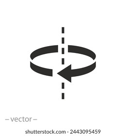 twist direction icon, arrow spin around axis, circle refresh or restart, flat symbol on white background - vector illustration