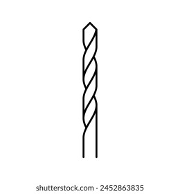 Vector de línea de broca de torsión. símbolo de broca de torsión. símbolo de contorno aislado ilustración negra