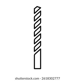 Twist drill bit sign. Glyph icon vector illustration of drill tool. Isolated black symbol on white background. Ideal for hardware, tools, construction, and engineering design concepts