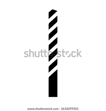 Twist drill bit sign. Glyph icon vector illustration of drill tool. Isolated black symbol on white background. Ideal for hardware, tools, construction, and engineering design concepts