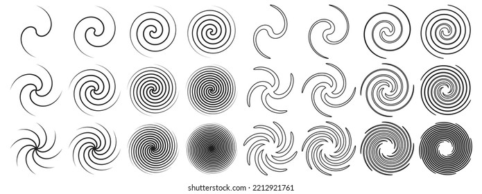 Twist effect element collection, Line art vector illustration