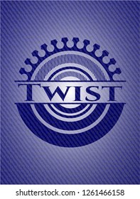 Twist emblem with denim texture
