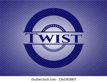 Twist emblem with denim texture