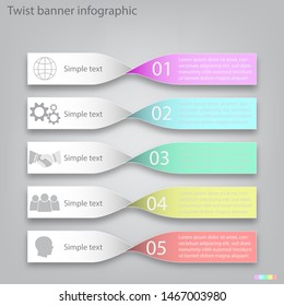 twist infographic for presentation modern business infographic template, business process with timeline icon and options.