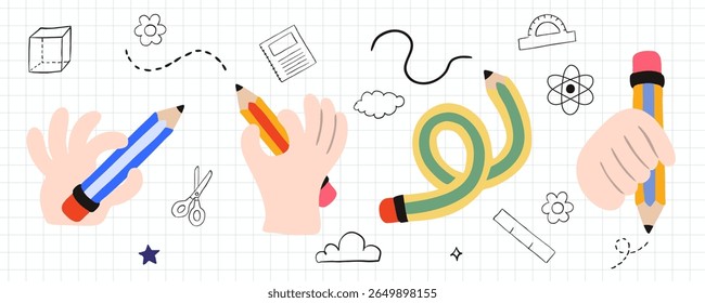 twist pencil element object for school decoration