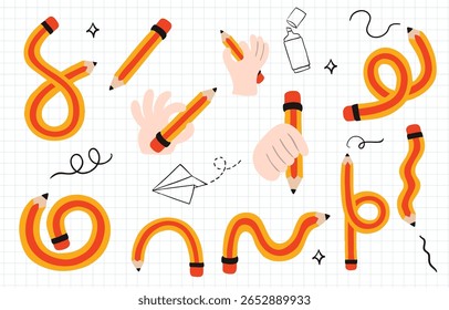 twist pencil element object for school decoration