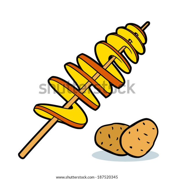 Twist Potato Spiral Potato Tornado Potato Stock Vector Royalty Free 187520345