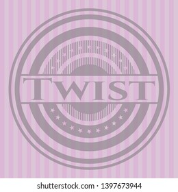 Twist retro style pink emblem. Vector Illustration. Detailed.