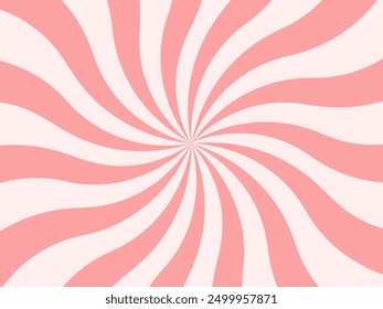 Twist spiral rays abstract background vector template design with curly wavy strips waves line curved spinning pattern in pink color. Spiral pattern poster vector illustration