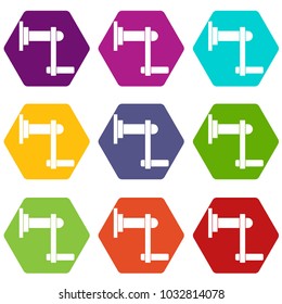 Twist tool icon set many color hexahedron isolated on white vector illustration