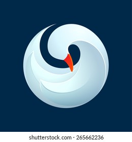 Twist volume goose, swan, bird, logo, symbol, icon, graphic, vector illustration
