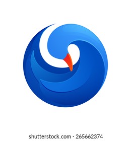 Twist volume goose, swan, bird, logo, symbol, icon, graphic, vector illustration
