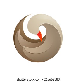 Twist volume goose, swan, bird, logo, symbol, icon, graphic, vector illustration
