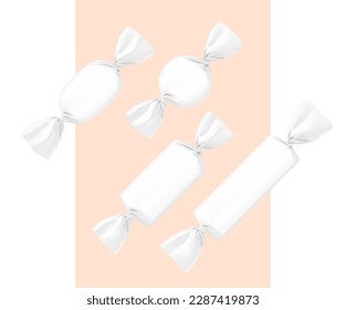 Twist wrap packaging mockups set. Vector illustration. Ready for your design. EPS10.	