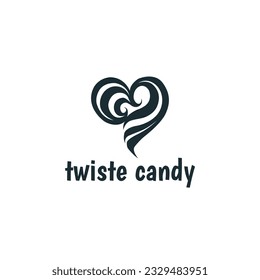 Twiste candy icon logo design template. a combination of candies and hearts logo vector illustration