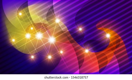 twisted abstract shapes with smooth edges against a background of mixing colors and flashes of light overlap with diagonal translucent stripes. Bright colorful abstract wallpaper. vector