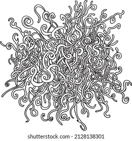 Twisted abstract vector hand drawn doodles on white paper
