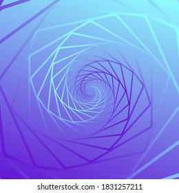 Abstrakter abstrakter Wireframe-Tunnel. Wireframe-Hexagon-Form. Blau und violett auf Farbverlauf-Hintergrund. Vektorgrafik in Naturwissenschaften und Technik.