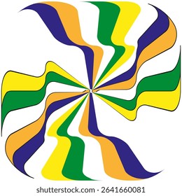 Twisted arc icon. Multicolor curve figure. Abstract wave shape. Vector motion element.