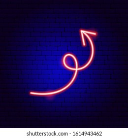 Twisted Arrow Neon Sign. Vector Illustration of Direction Promotion.