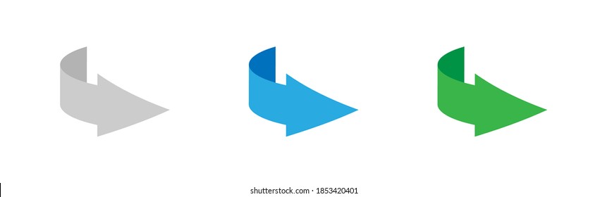 Twisted arrows of three colors on a white background