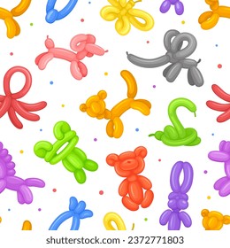 Twisted Balloon Animal Seamless Pattern Design Vector Template