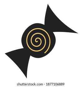 Twisted black gold candy vector icon