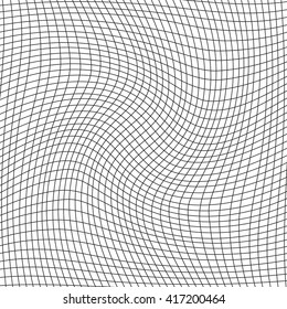 Twisted Black Net On White Background, Warp Lines, Simple Background, Monochrome Grid, Greyscale, Colorless