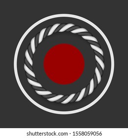 Twisted black and white ropes. Round frame. Vector Japan design