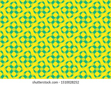 Twisted blue circle on yellow background. Abstract repeat backdrop. 