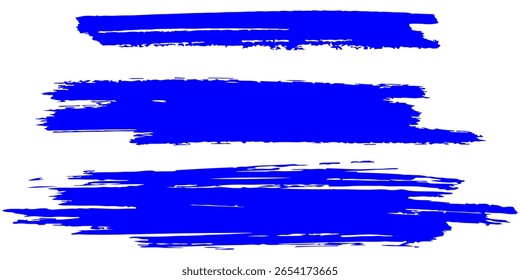Verdrehte blaue Tinte, Vektorlinienpaket. Lange, abgerundete, handgezeichnete Pinselstriche, markierter Text, Rahmen und Kreise. Vektorgrafik, EPS 10.