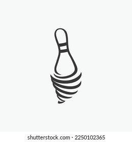 Twisted bowling pin. Illustration of bowling strike.Template for poster of sport competition or tournament.