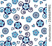 Twisted Branched Flowers and tiny hearts pattern